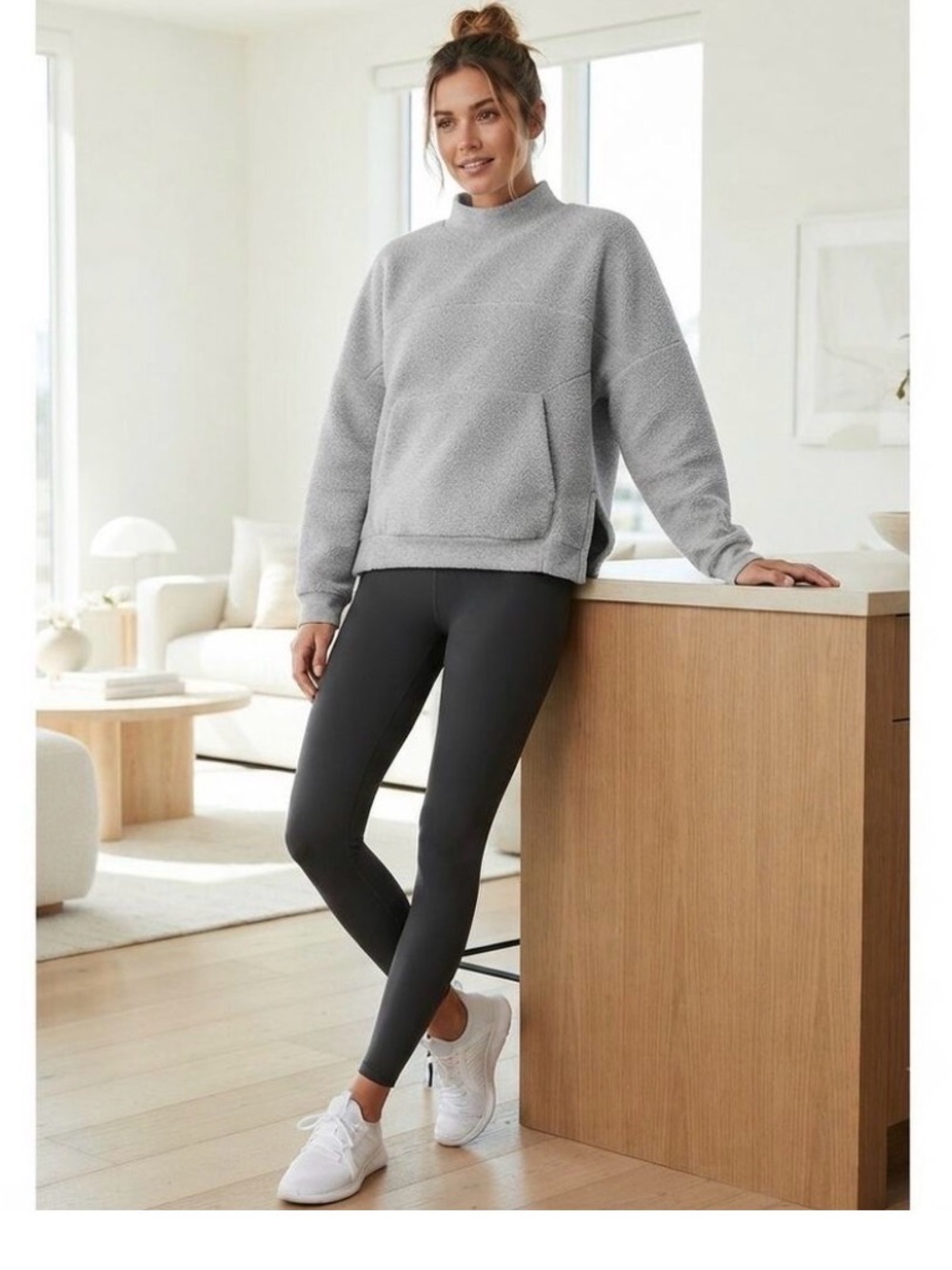 Alo Sherpa Fleece Segment mock neck sweatshirt XS